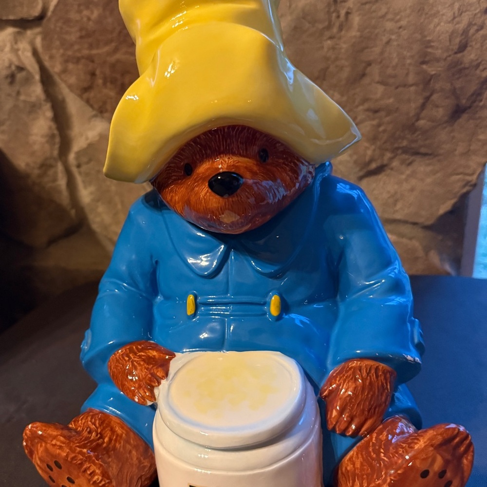 Vintage Whimsical Ceramic Paddington Bear Musical Figurine, Teddy Bear Picnic